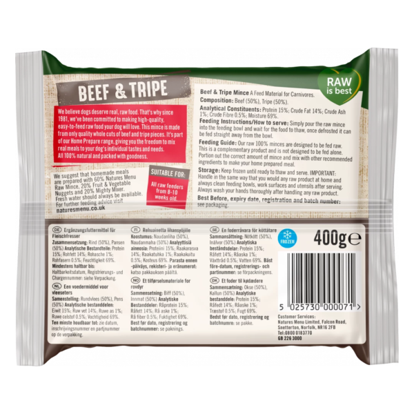 Natures Menu Raw Beef & Tripe 400g (Frozen) - Image 2