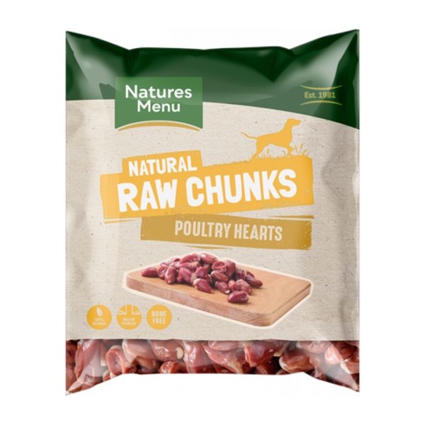 Natures Menu Raw Chunks Poultry Heart 1kg (Frozen)