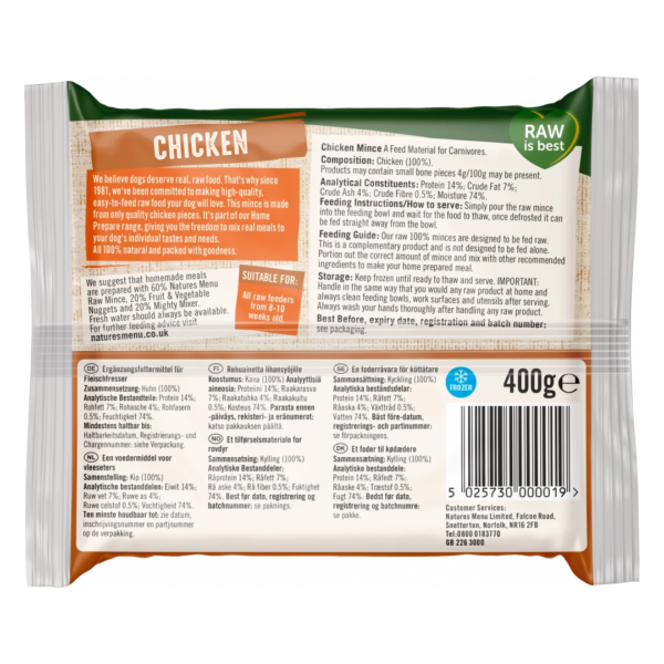 Natures Menu Raw Mince Chicken 400g (Frozen) - Image 2