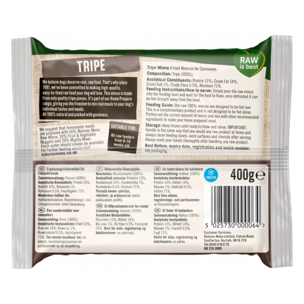 Natures Menu Raw Mince Tripe 400g (Frozen) - Image 2